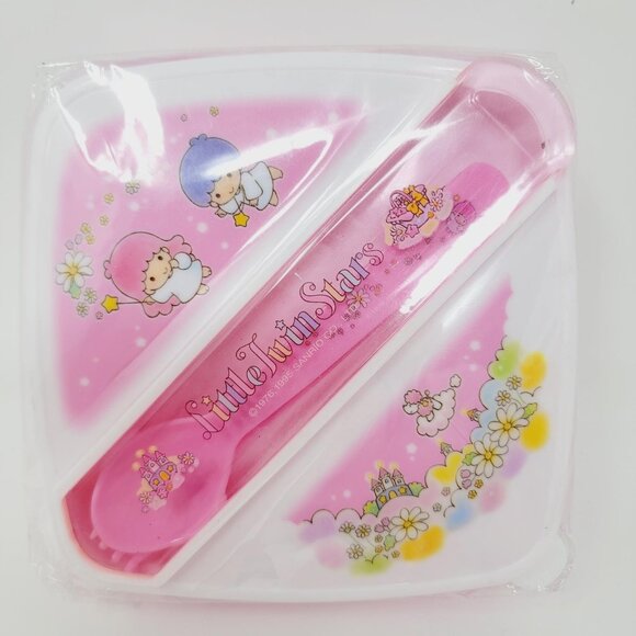 Vintage Sanrio 1995 Little Twin Stars Plastic Bento Box *READ* - Picture 1 of 8